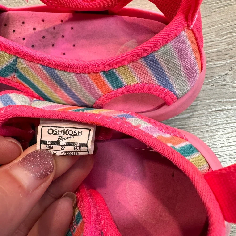 OshKosh Bgosh‎ Toddler Girl Sandals Pink Multi Stripe Water Shoes Size 10